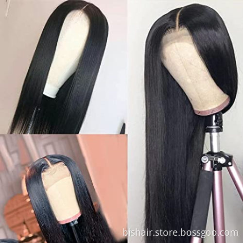 Straight Lace Closure Wigs Human Hair Wigs For Black Women 4x4x1 T Part Brazilian Lace Front Wigs Pre Plucked With Baby Hair